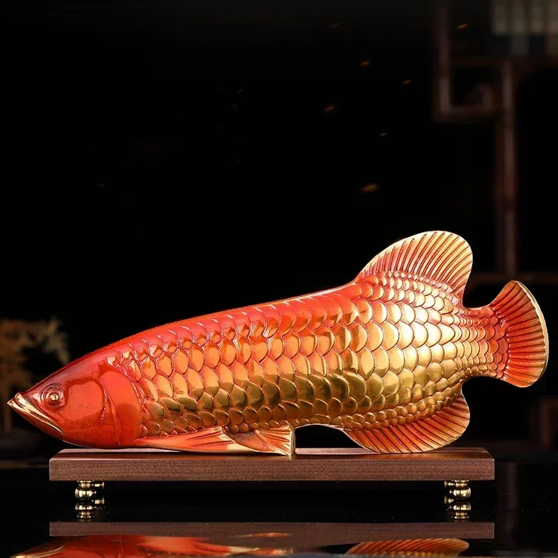 Recruit money Golden Arowana ornaments pure copper crafts living room office decorations housewarming opening gifts