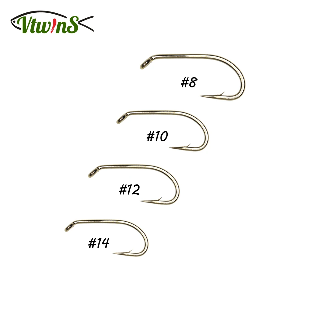 

Vtwins 100PCS High Carbon Steel Fishing Fly Hook Dry Wet Fly Tying Hook Micro Barbs Nymph Pupae Caddis Scud Midge Flies Fishhook