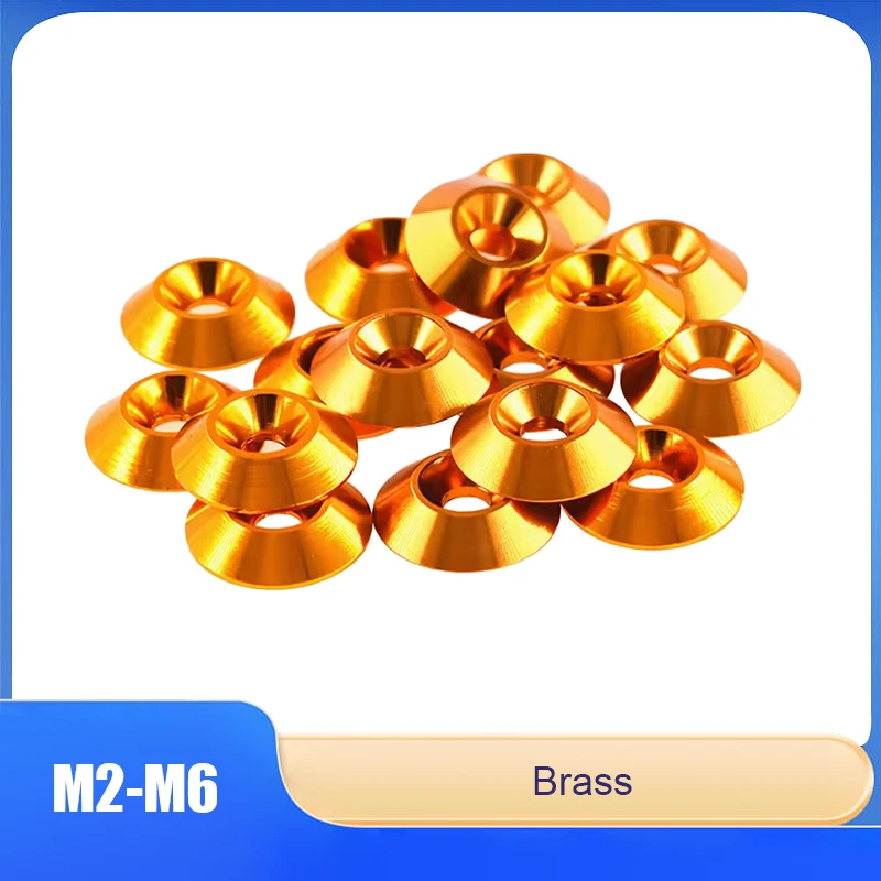 

1-100pcs Brass Countersunk Washers M2 M2.5 M3 M3.5 M4 M5 M6 Cone-Head Washer Spacers For Flat-Head And Countersunk Screws/Bolts