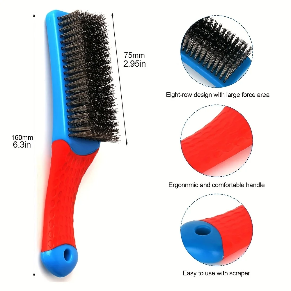 Wire Brush  Duty Stainless  Bristles with Plastic Handle Grip for Rust, Wielding Slag, Dirt & Paint Scrubbing with Deep Cleaning