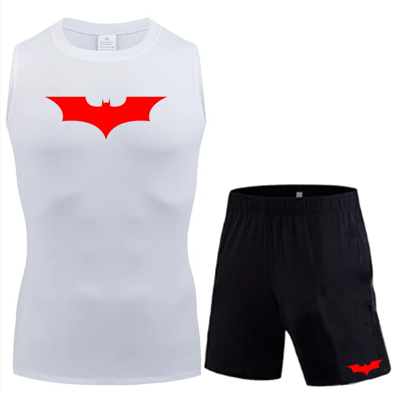 

New Tight Patterned Sleeveless ，Quick Drying， Vest Set For ，Men's Gym Training， Shorts Men's Running Summer，Fitness Clothing Run