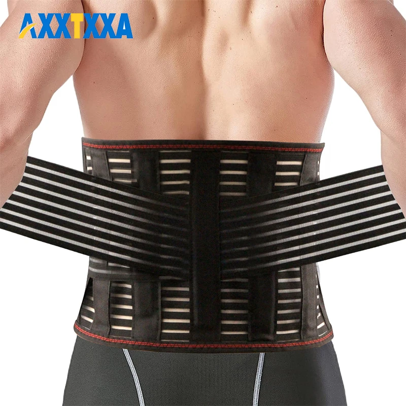 1Pcs Back Brace for Women and Men,Lower Back Brace with 5 Stays and Dual Adjustable Straps,Breathable Waist Lumbar Support Brace