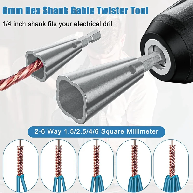 3Pcs Wire Twister Tool For Drill - 3 Way/ 5 Way Wire Stripper And Electrical Wire Twister Tool For Power Drill Replacement