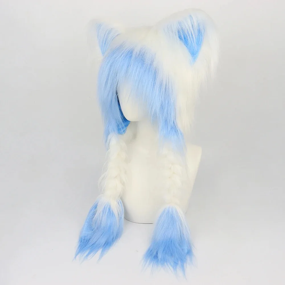 Anime Cute Cat Ear Cap y2k Anime Cosplay Surrounding Ear Cap Autumn Winter Versatile Long Plush Warm Cap