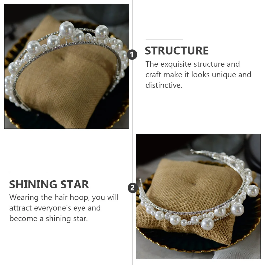 

1Pcs Pearl Headwear Alloy Durable Chic Wedding Hairband Rhinestone Inlay Bridal Hair Accessories Hair Accessories