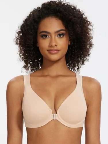 Imagen 2 del producto MELENECA Sujetadores con cierre frontal para mujer, talla grande, sin forro, con aros, soporte de postura para la espalda