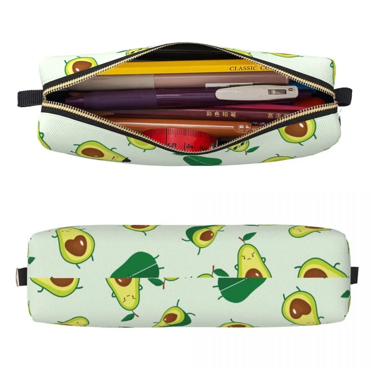 الكلاسيكية لطيف الأخضر الأفوكادو مقلمة الأفوكادو عاشق صندوق رصاص صندوق القلم للطلاب أكياس قلم رصاص مكتب سستة القرطاسية