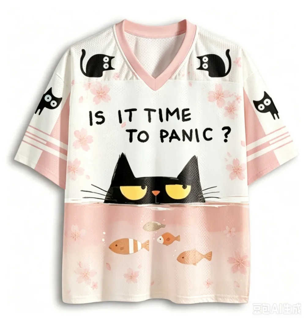Amerikanischer Stil, lustiges Cartoon-Katzenmotiv, 3D-gedrucktes T-Shirt für Männer und Frauen, V-Ausschnitt, trendiges Streetwear-Outdoor-Freizeitkleidungsstück, Eltern-Kind-Kleidung – Detail 5