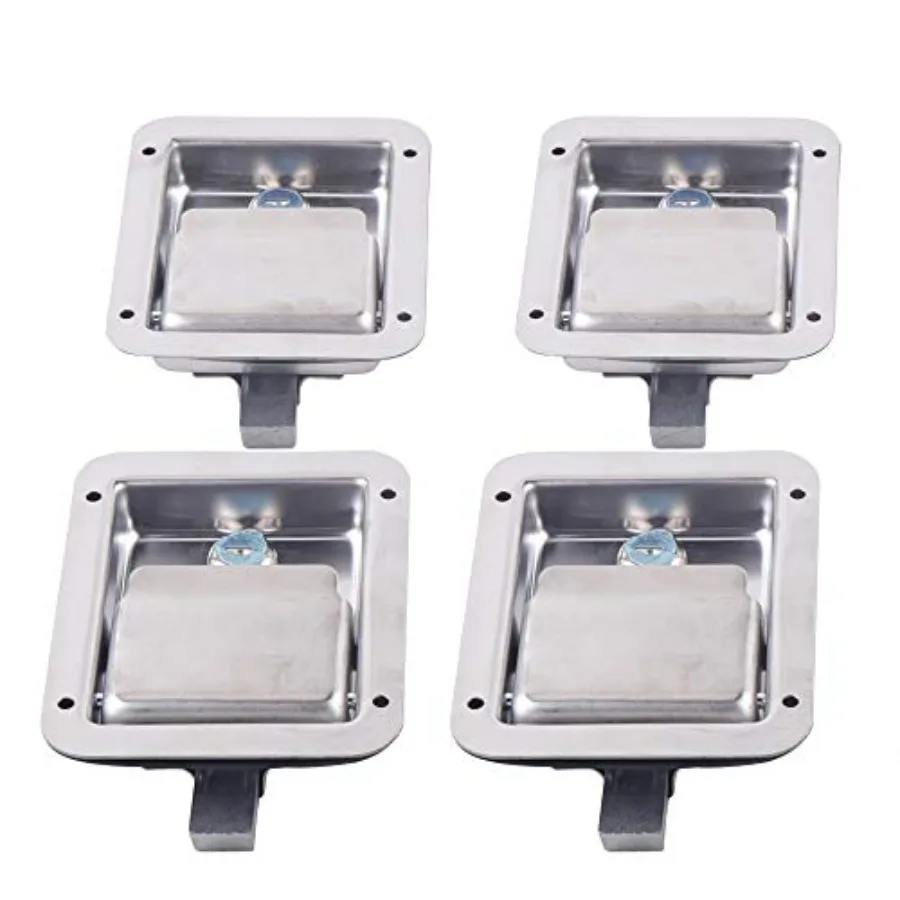 

Trailer RV Toolbox Door Lock Handle Latch Set: Stainless Steel, Silver, 4Pcs, 5.5 Inches Paddle Key, Corrosion-Resistant Heavy-