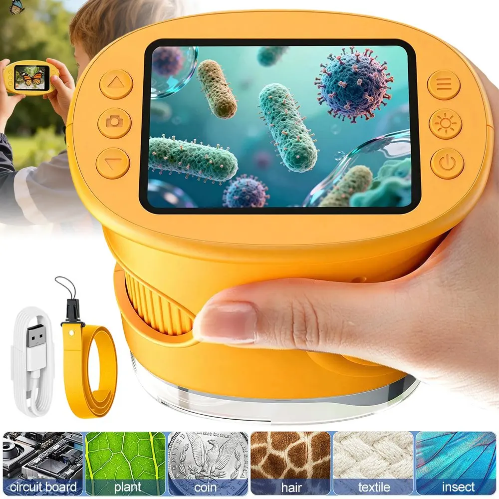 This 1000x Handheld Microscope Accessory, A Mini Portable Microscope Magnifier, in Yellow, Is The Perfect Birthday Gift.
