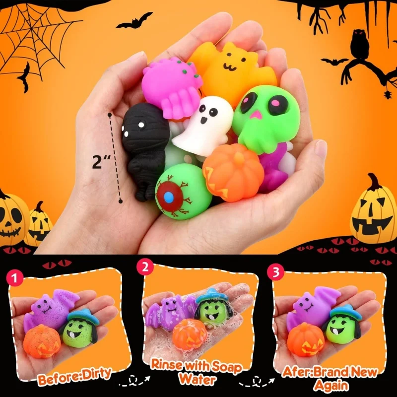 10-30 Stück Halloween Mochi Squishy Spielzeug-Set, Halloween-Partygeschenke, Süßigkeitenfreie Halloween-Leckereien für die Süßigkeiten- oder Scherzartikelaktion, Partyzubehör – Detail 4