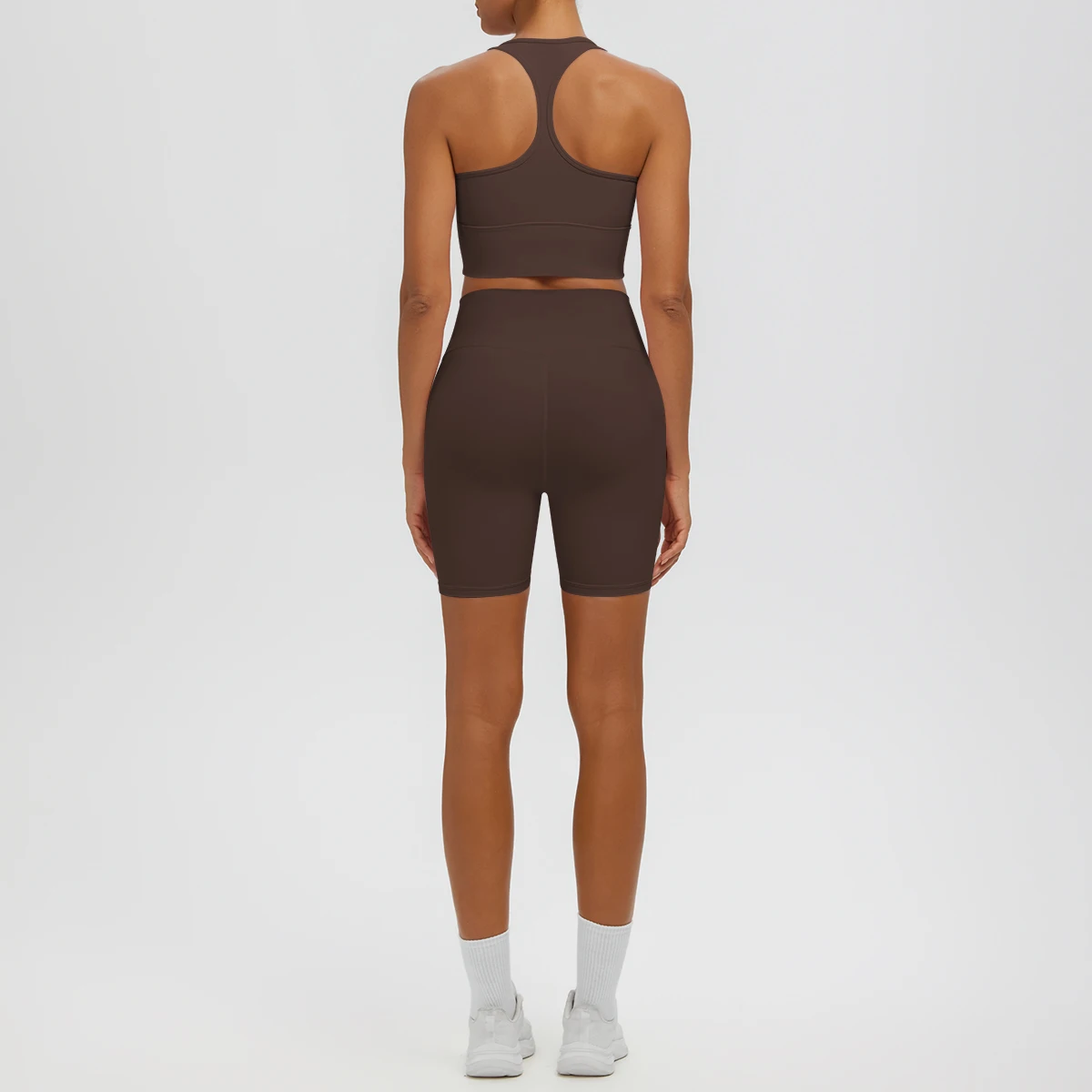 2PCS Woman Yoga Suit Solid Color Beautiful Back I-shaped Vest with Chest Pad Hot Sale Quick-Dry Fitness Shorts Yoga Set