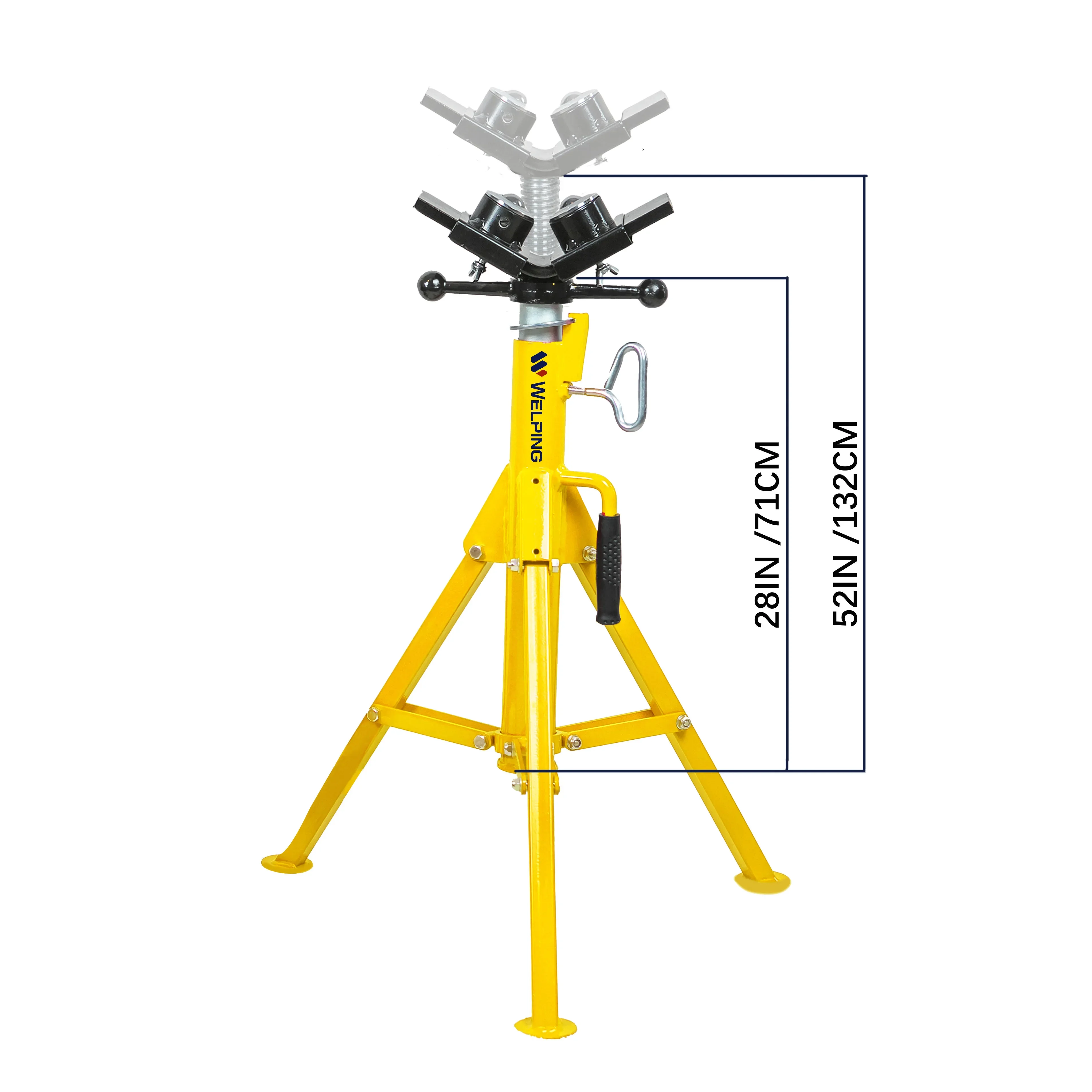 Venda quente alta dobrável ajustável tubo jack suporte cabeça de rolo e bolas de transferência suporte de tubulação