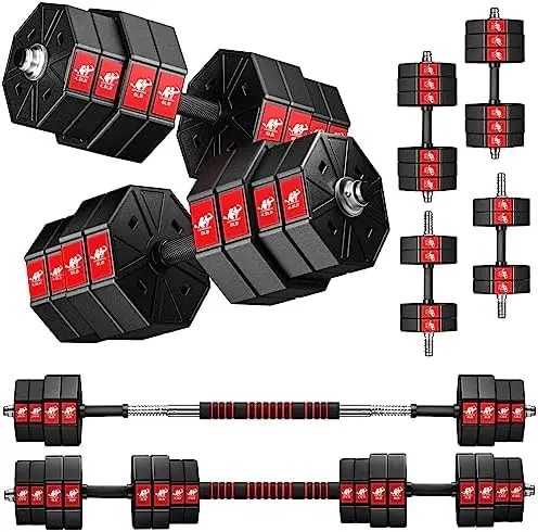 Adjustable Weights Dumbbells Set, 44Lbs 66Lbs 88Lbs 3 in 1 Adjustable Weights Dumbbells Barbell Set, Home Fitness Weight Set Gym