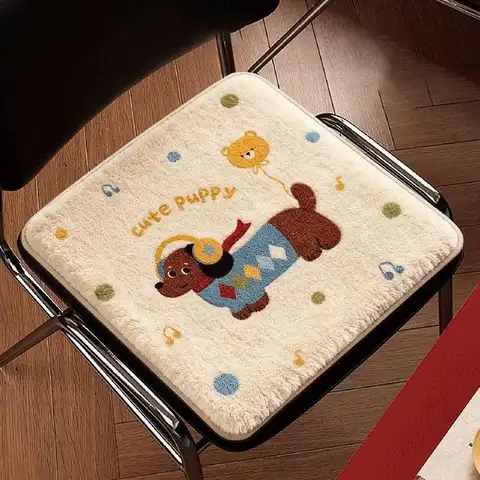 Cartoon 40x40cm Chair Cushion Imitation Cashmere Anti-slip Seat Cushion Winter Warm Breathable Seat Pad For Office Chair Sofa