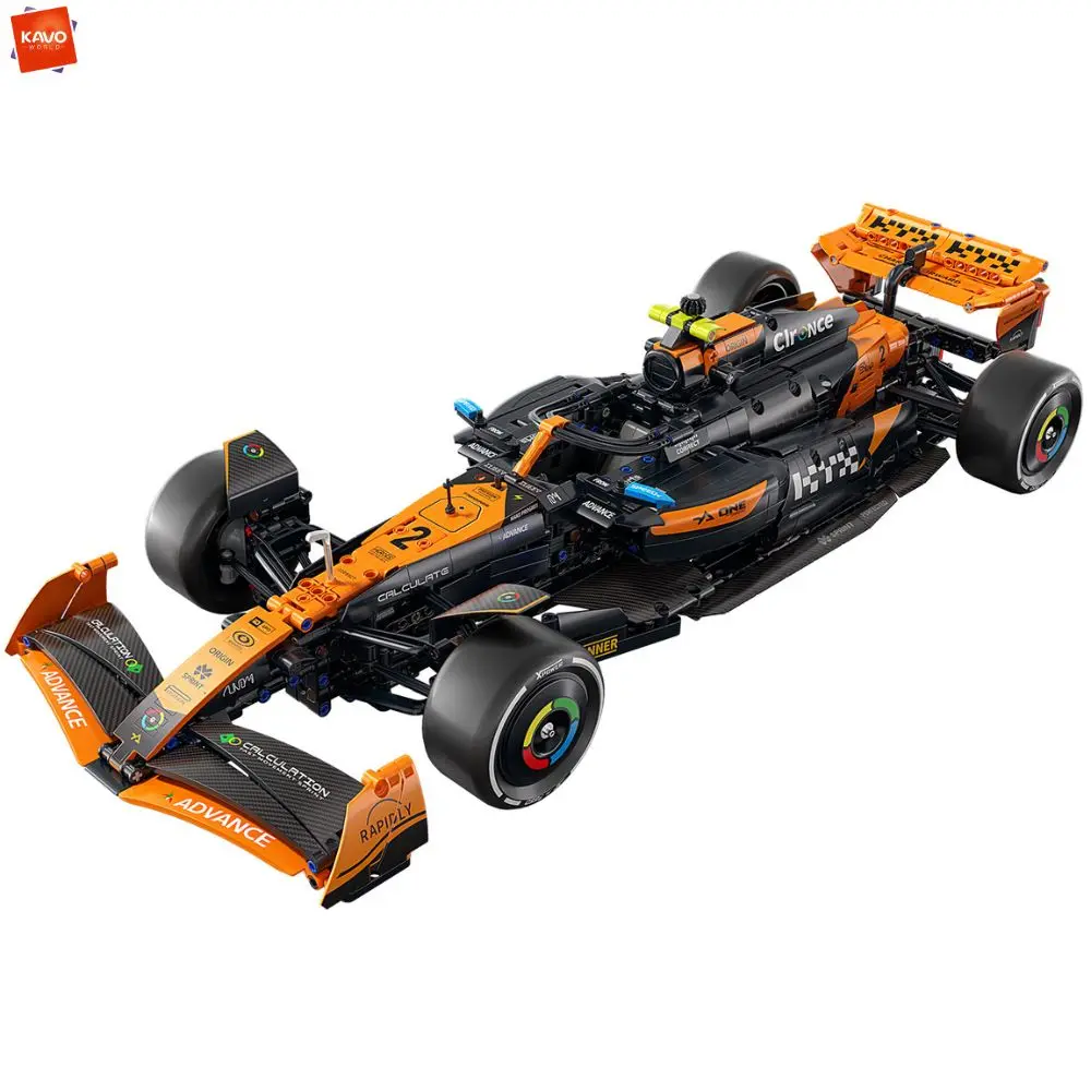 KAVOWORLD Oranje Zwart Technisch 1:8 Bouwstenen Model DIY Montage Supercar Bricks Onderwijs Speelgoed Verjaardagscadeaus voor jongens