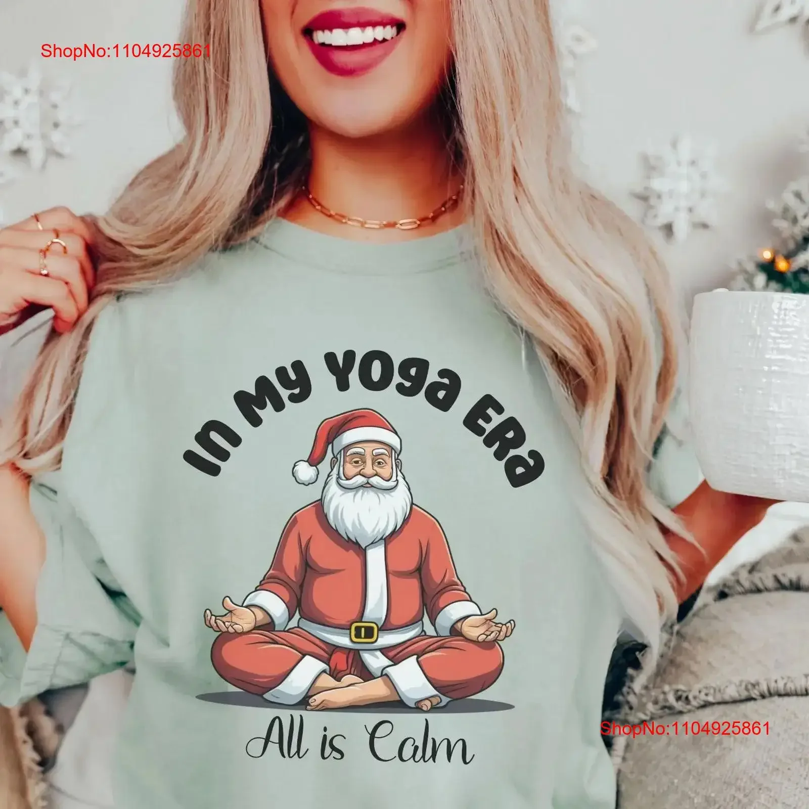 

Yoga Santa Christmas T Shirt Namasleigh Funny for Yogi Lover Meditation Instructor vintage Washed Stretched designer clothes