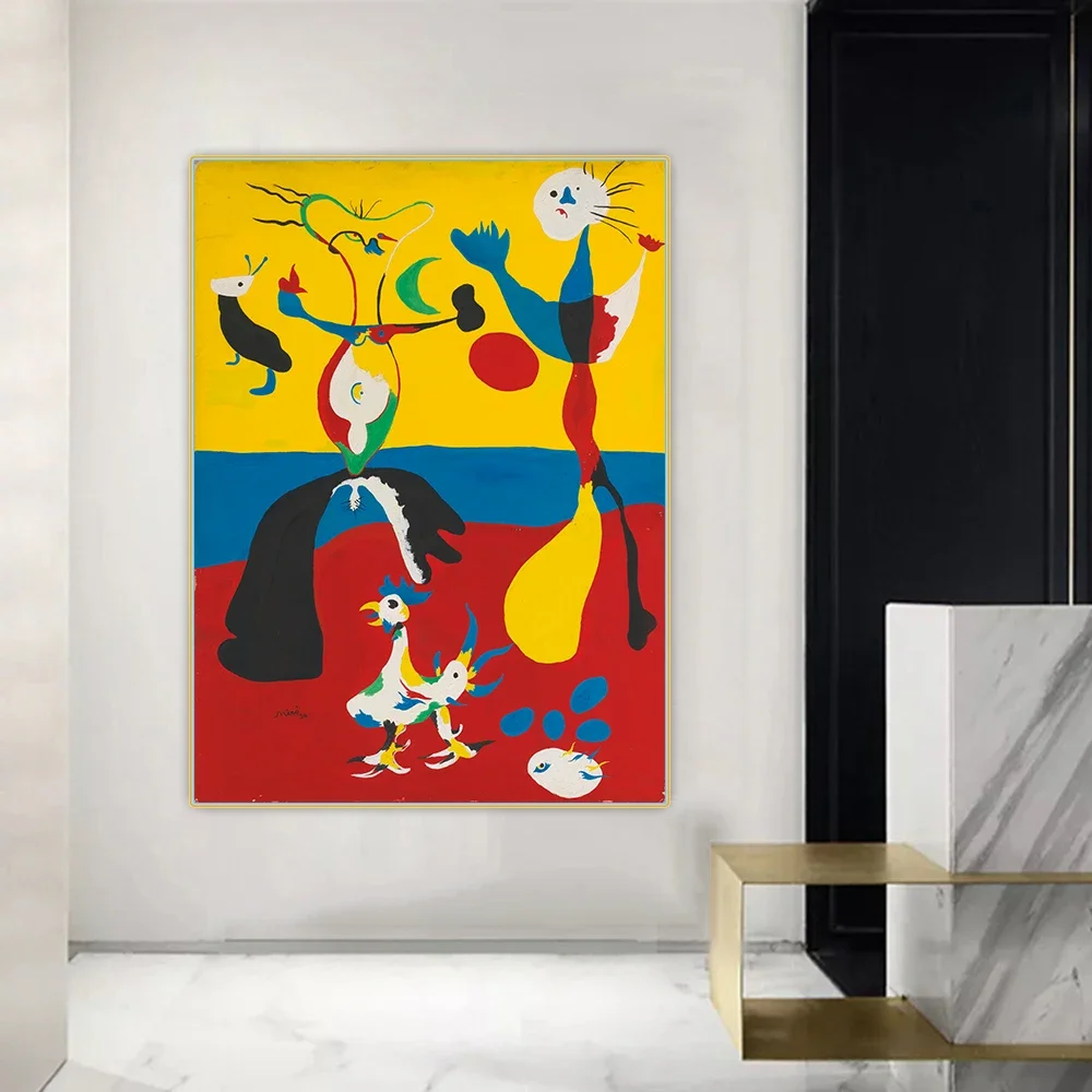 Citon Joan Miro《The farmer and his wife》Surrealism Canvas Oil Painting Art Poster Picture Background Wall Decor Home Decoration