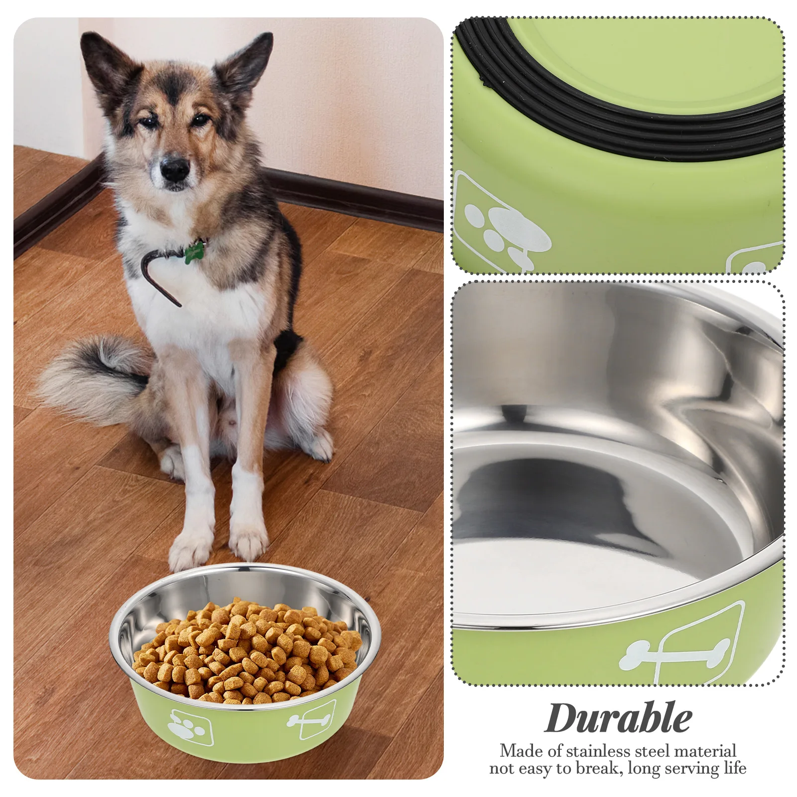 

Stainless Steel Dog Bowl Pet Water Bowls Feeder Puppy Kitten Dogs Feeders Non Slip Easy Durable Container Indoor