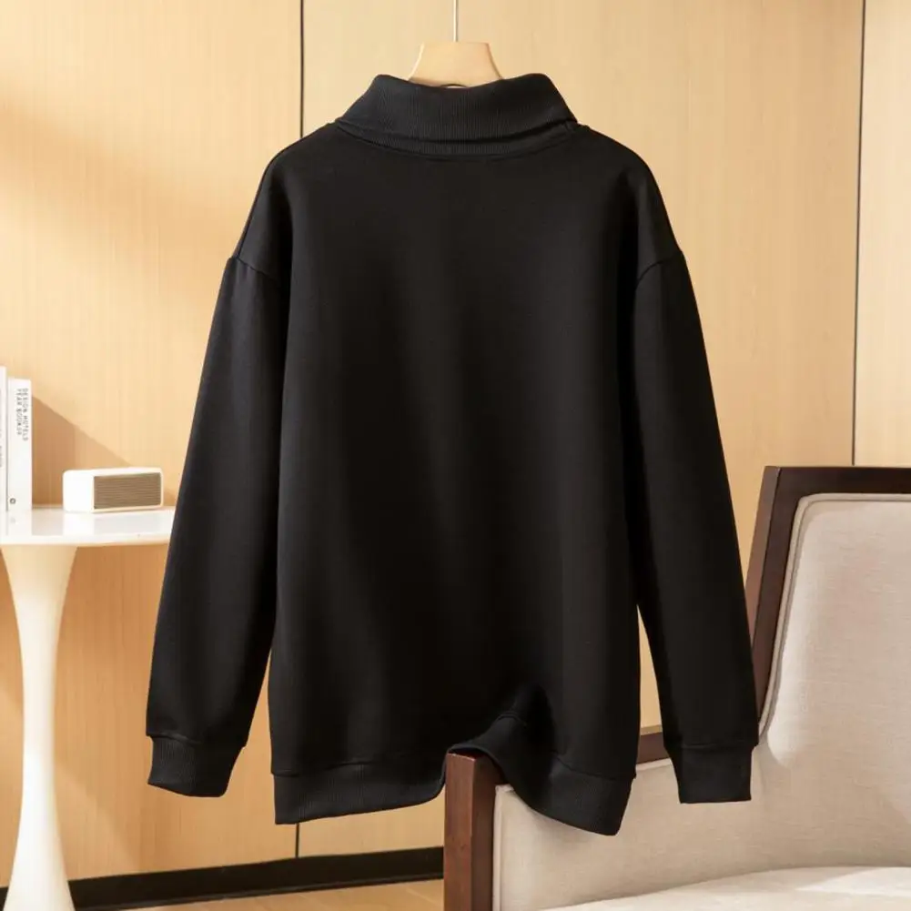 Commuting Sweatshirt Cozy Stand Collar Sweatshirt for Women Thick Winter Pullover with Neck Long Sleeves for Wear