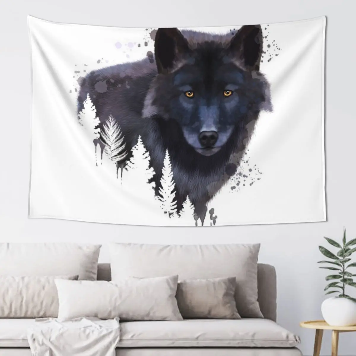 

Wolf Watercolor, Wolf Painting, Wolf Portrait, art, illustration Tapestry Decoration For Home House Decorations Funny Tapestry