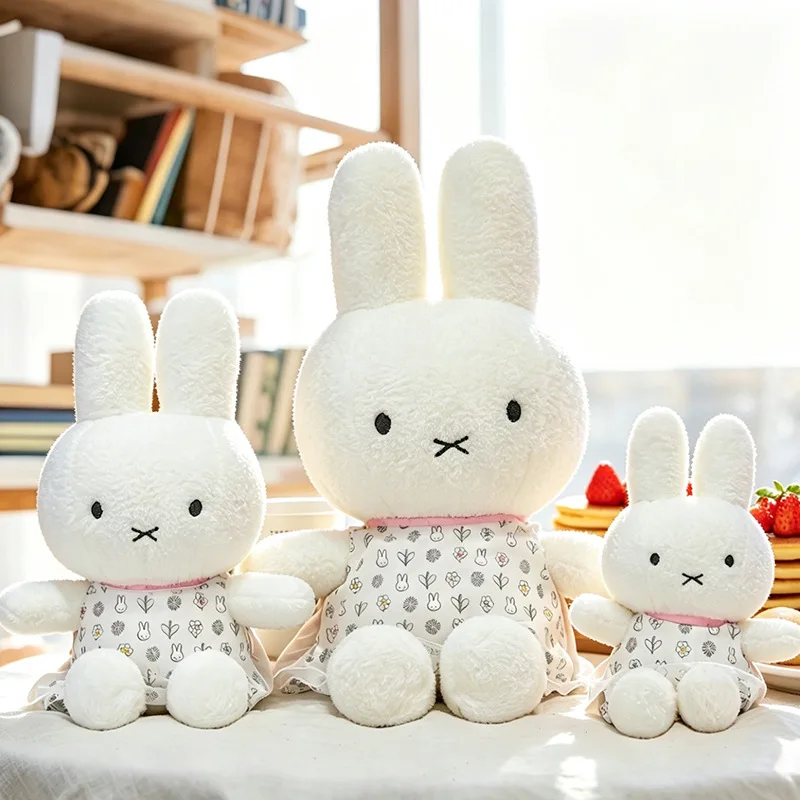 New Miffy Rabbit Dress Plush Doll Cute Cartoon Doll Children's Festival Gift Toy Cute Home Decoration Ornament Napping Pillow