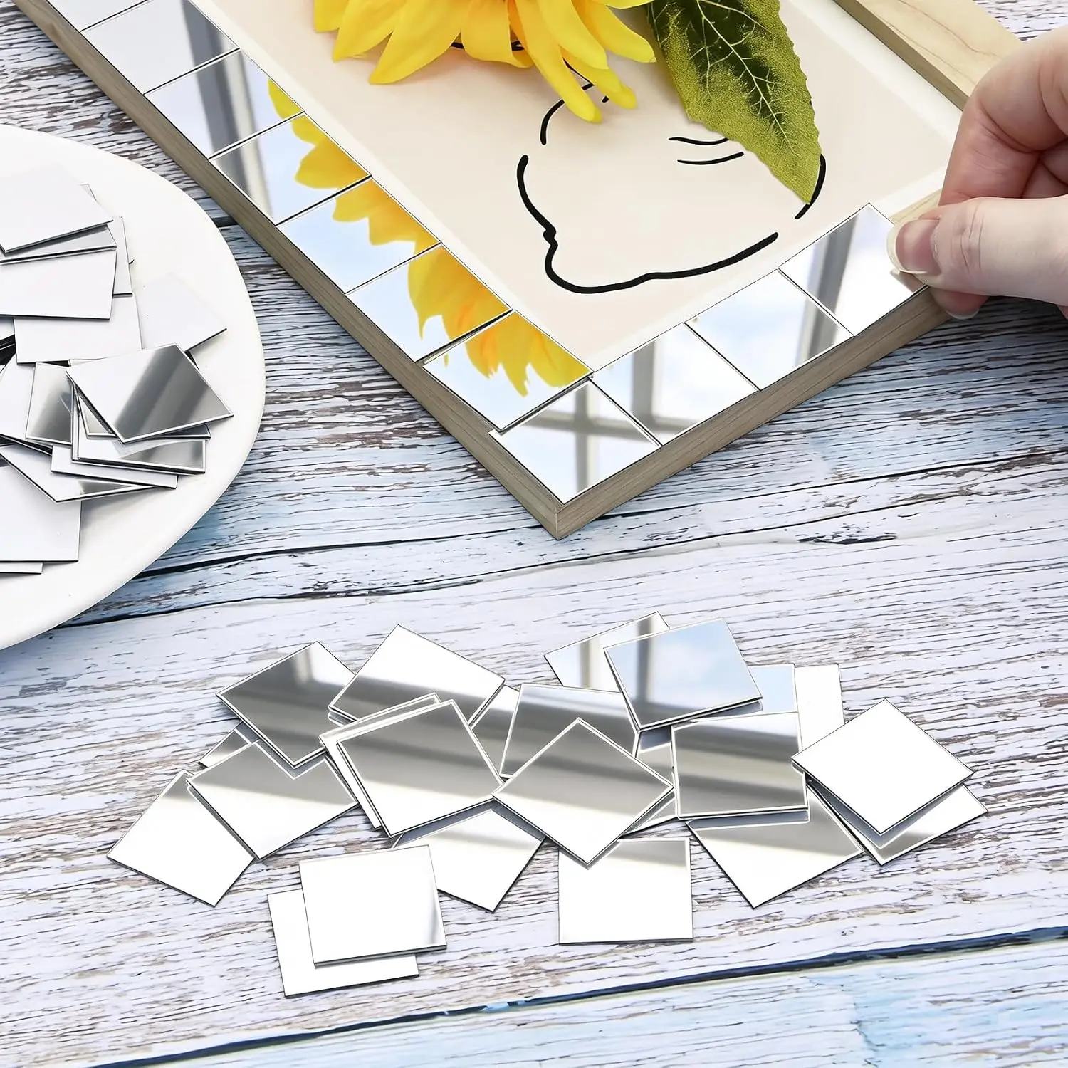 200 Pcs Mini Size Square Mirror Tiles Adhesive Small Square Craft Mirror Tiles for Crafts and DIY Projects Supplies 1 2 3 Inch