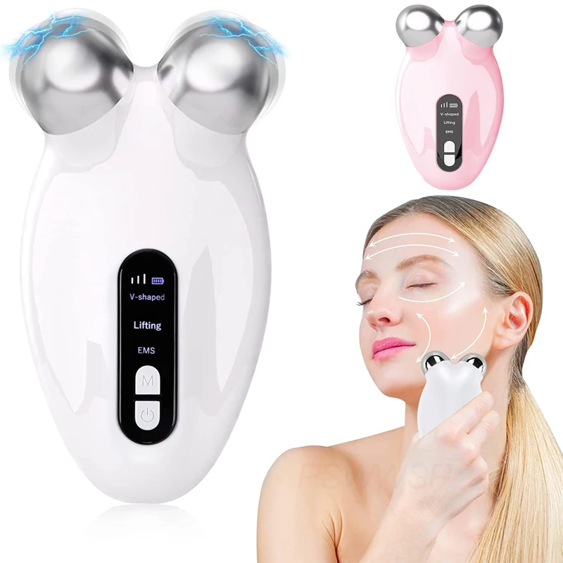 Face Lifting Massager EMS Microcurrent Roller Massage for Double Chin Reducer Tighten Anti Wrinkle Massage Beauty Devices