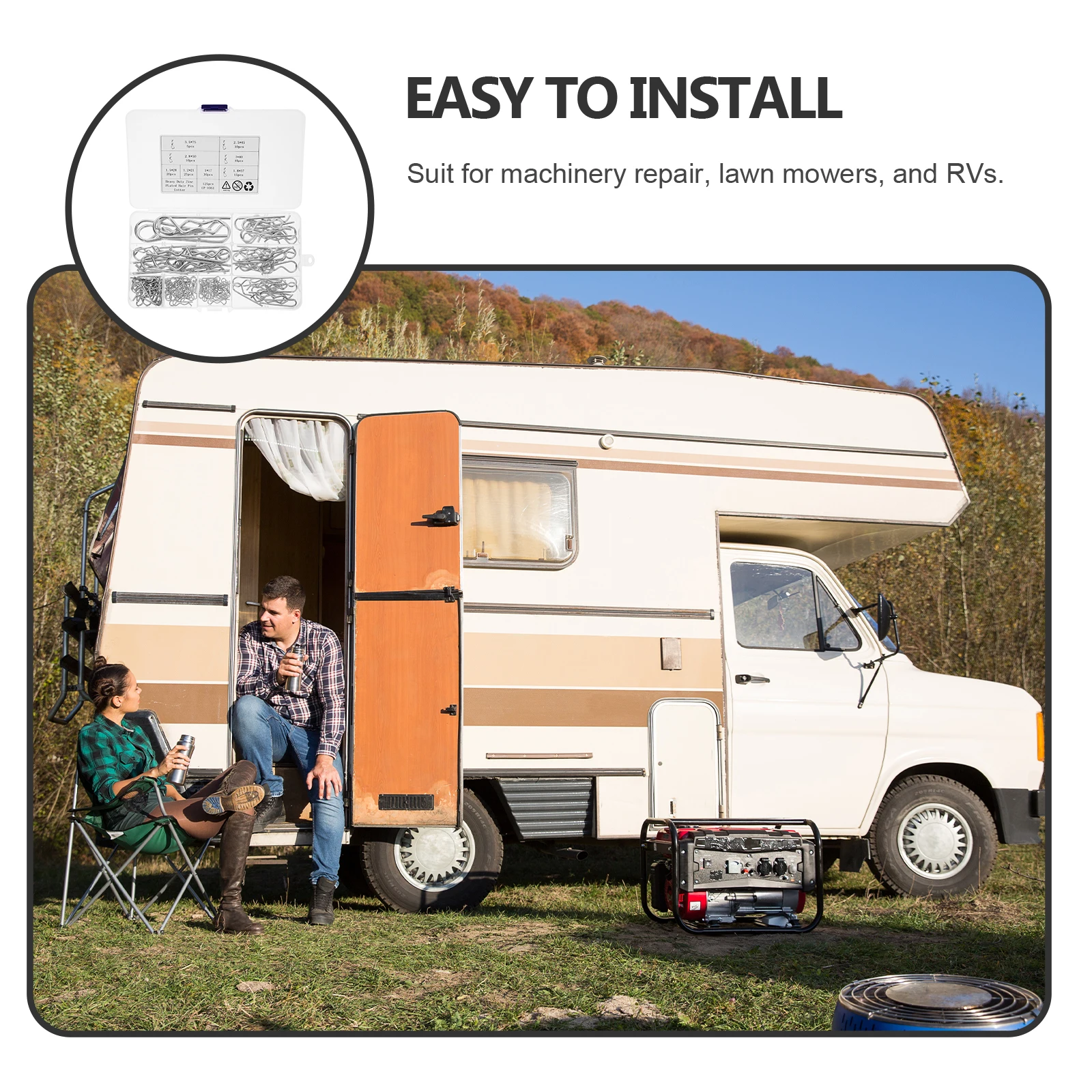 

125pcs Stainless Steel R- Cotter Set Heavy Duty Hitch Spring Tension Trailer Lawn Mower Repair Hardware