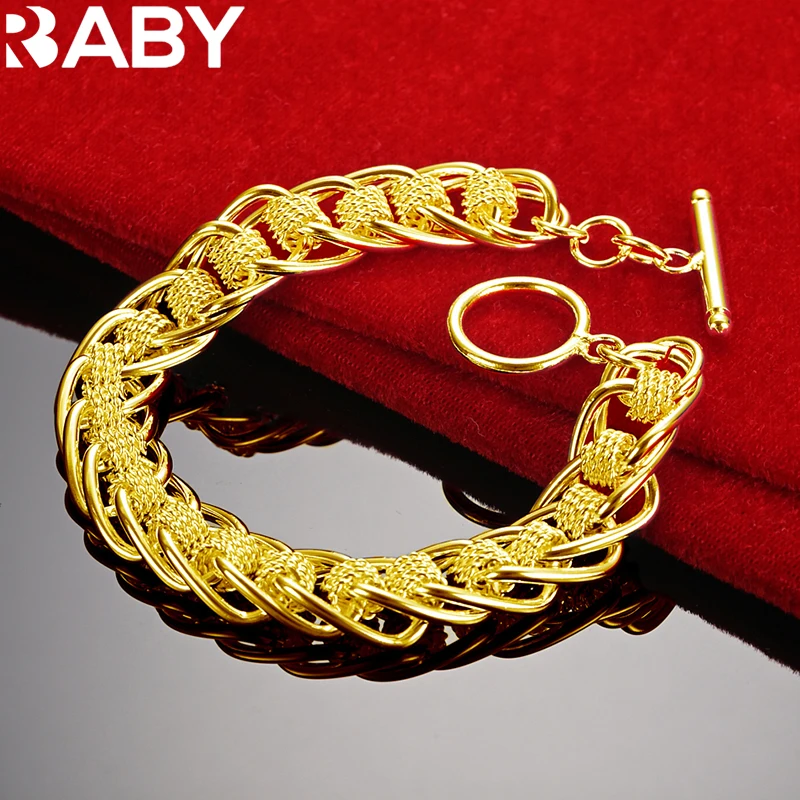 

URBABY 24K Gold Charm Many Circle Chain Bracelet For Women Man Fine Jewelry Fashion Accessories Wedding Gift