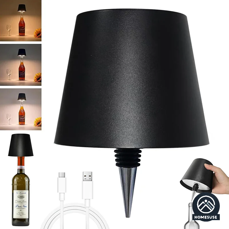 Wireless LED Wine Bottle Lamp Rechargeable Vases LED Light Dimming Mushroom Lamp Touch Control Table Lamp Decorative Night Light