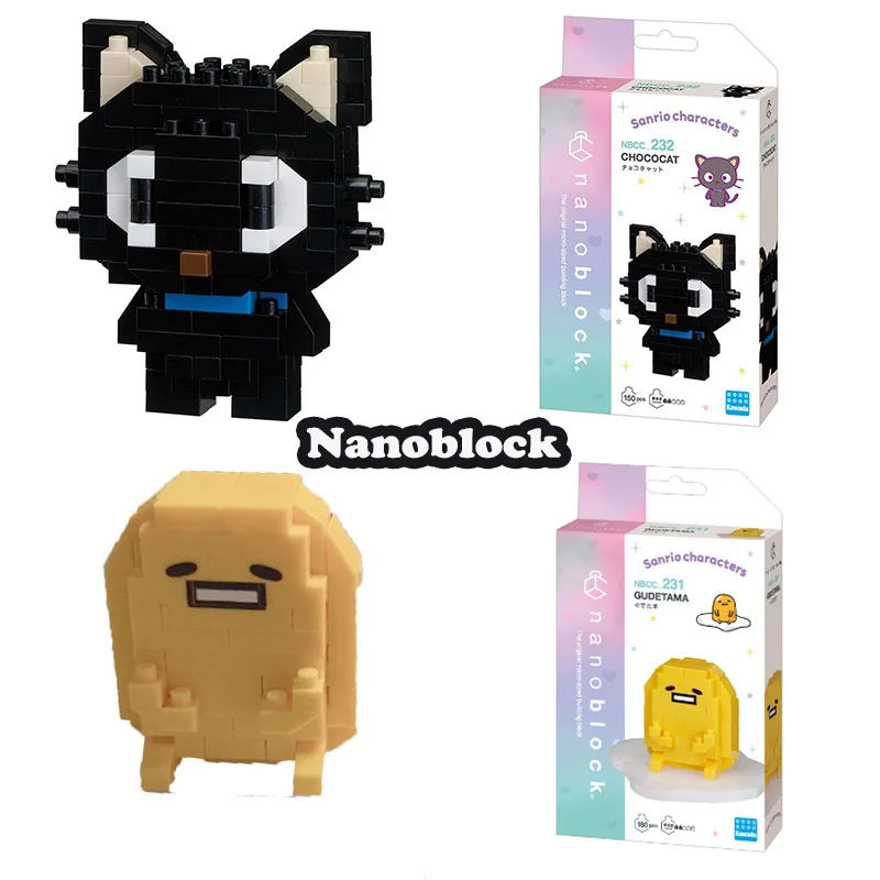 Bloques de Construcción Originales Nanoblock Gudetama Kawaii Chococat, Figura de Gato Perezoso, Micro Ladrillos, Modelo de Exhibición para Fans
