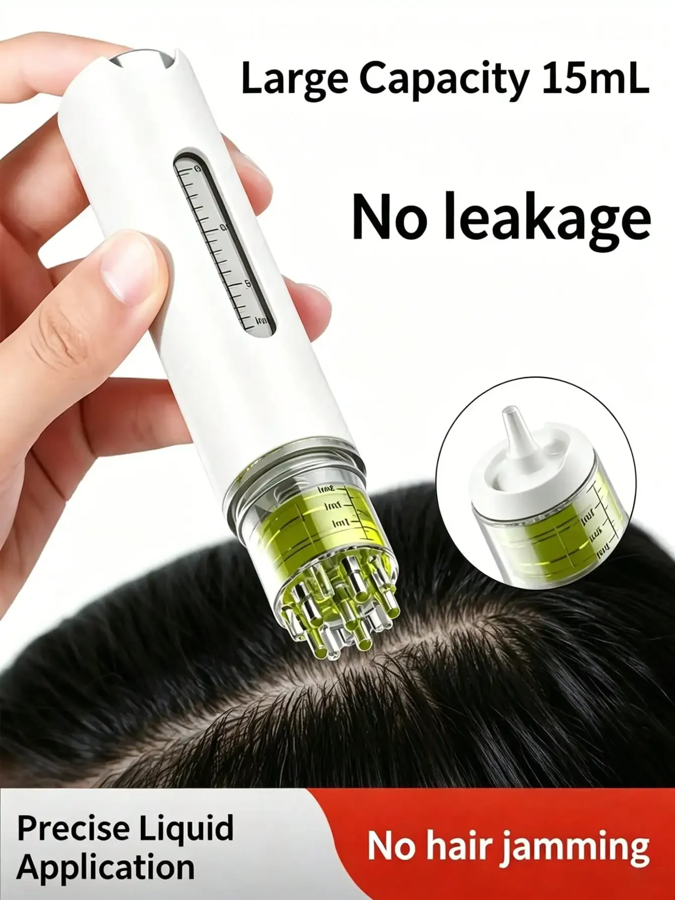 Scalp Applicator Travel Capacity Hair Growth Serum Guide Comb Roller Ball Applicator, Portable Scalp Applicator Comb, Adjustable Speed Hair Care Massage Comb, Scalp Massager Tool, Makes Scalp Smooth, Professional Hair Styling Tool, Suitable - view 2