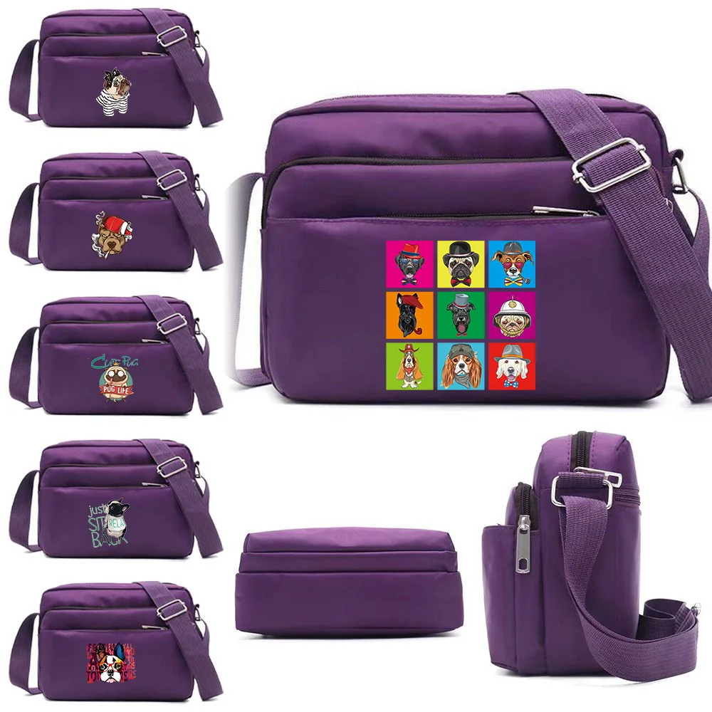 Single Shoulder Crossbody Bag Fashion Design Sense Large Capacity Casual Style Dog Pattern Printing Series Messenger Pack