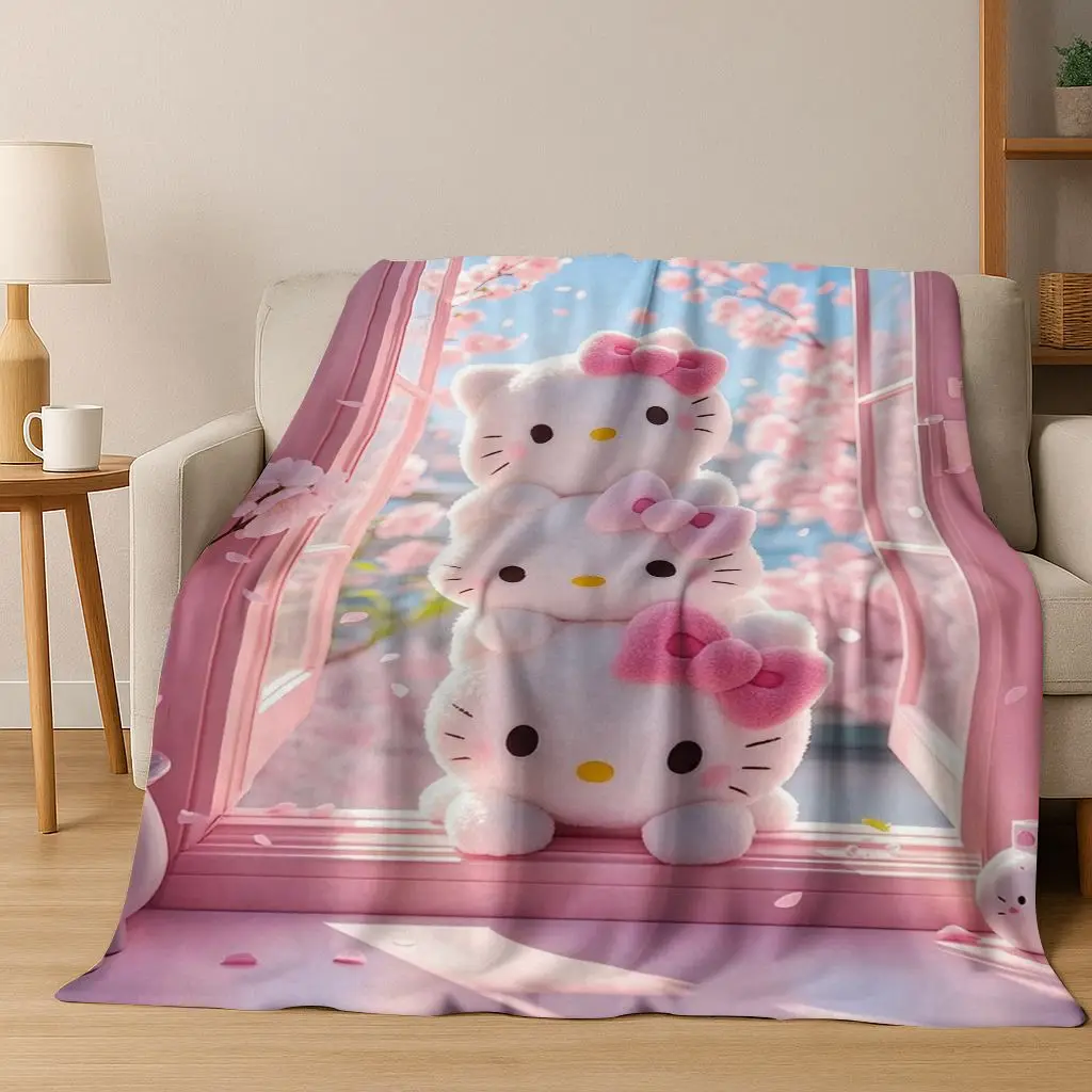 

Sanrio Cute Hello Kitty Cartoon Girl Flannel Blanket,Warm and Cozy Soft Throw Blanket for Home Bedroom Bed Sofa Picnic Cover Kid