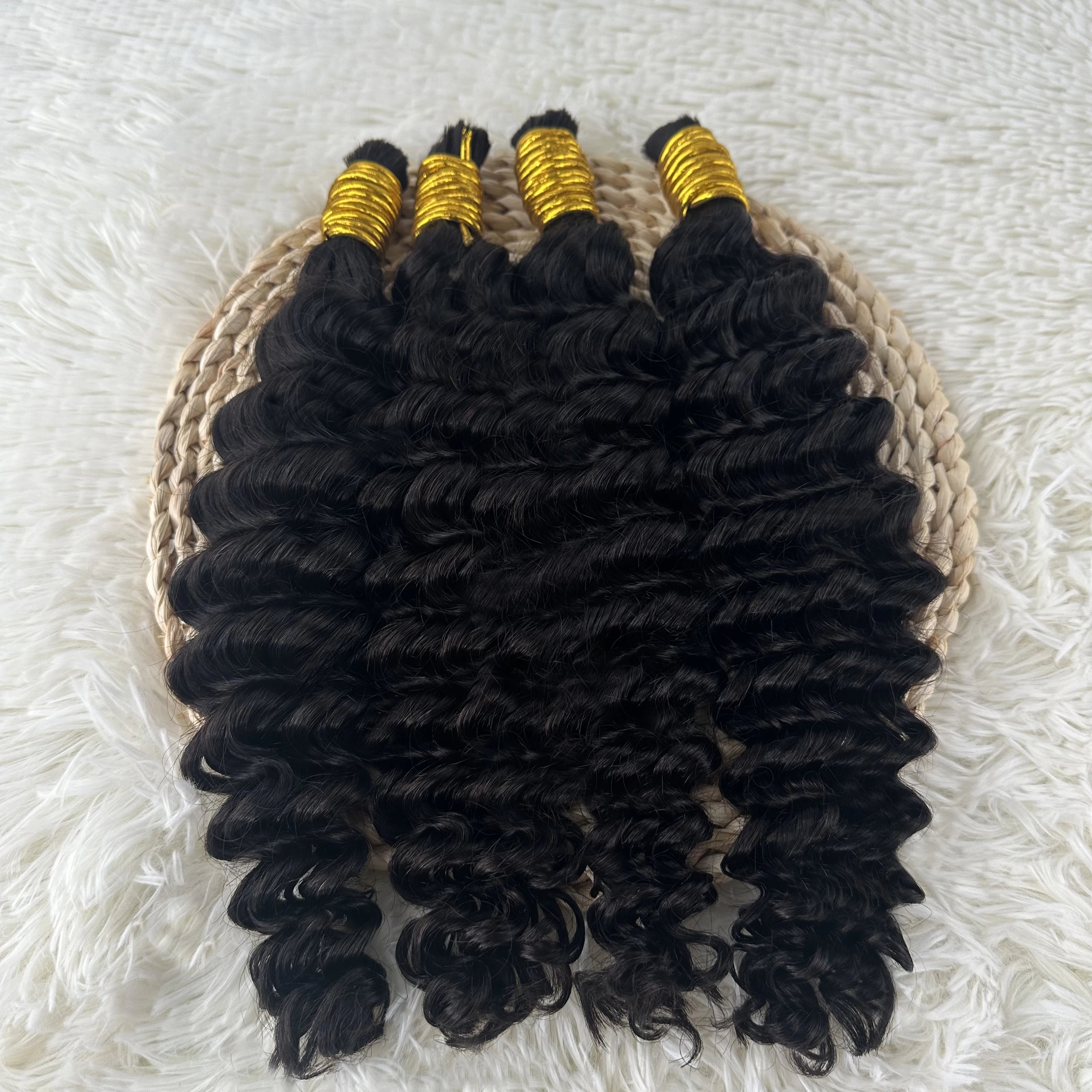 땋기 위한 베트남산 레미 인모 벌크 헤어 (노 웨프트, 다양한 색상, 루즈 딥/딥 웨이브/루즈 웨이브/내추럴 웨이브)