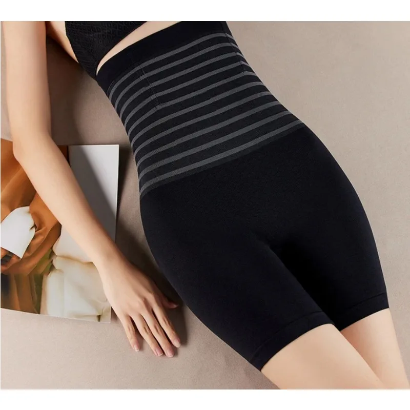 2024 Women\'s Spring And Summer New Striped High-waist Lift Hip Safety Pants Corset Leg Anti-naked Bottom To Wear Underwear