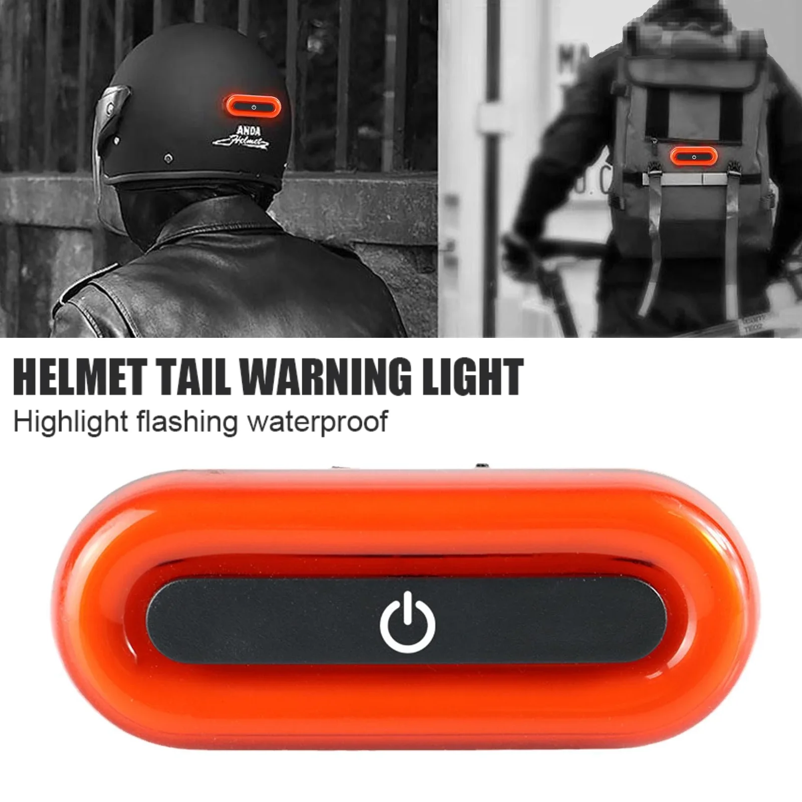 

Motorcycle Helmet LED Warning Light USB Charge Bike Night Safety Signal Light Tail Lamp Waterproof Riding Helmet Accessories