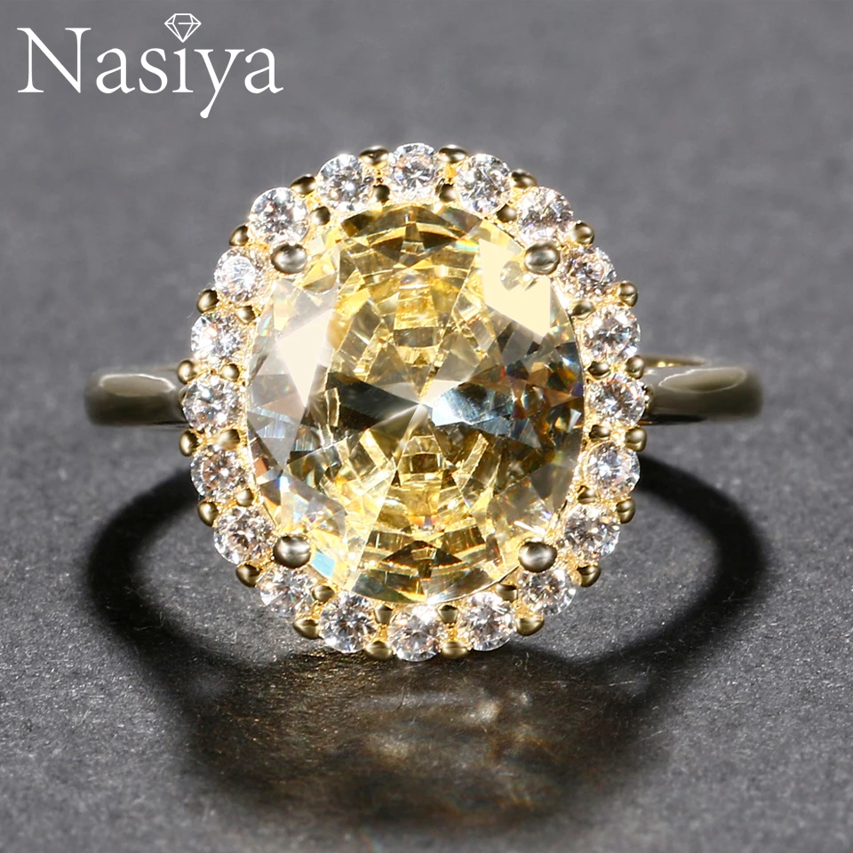 Luxury Silver Spinel Rings Gold Color Finger Ring Wedding Engagement Cubic Zirconia Rings For Women Wholesale New