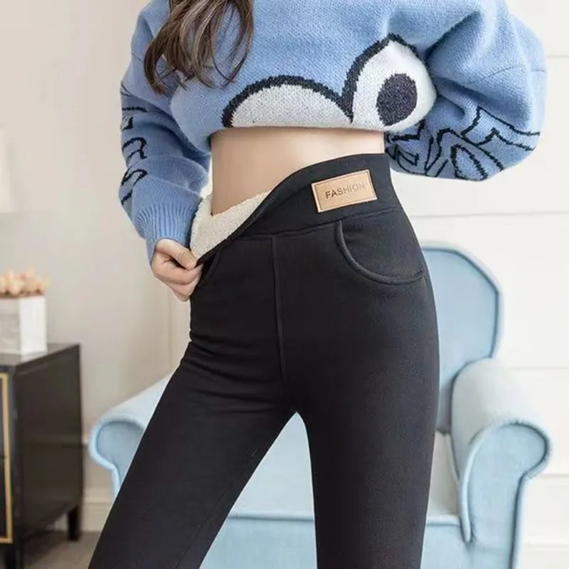 

Women Flatter Outer Casual Bottoms Cotton Pants Calf Pants Winter Padded High Waist Slim Thin Warm Womens Clothing Leggings