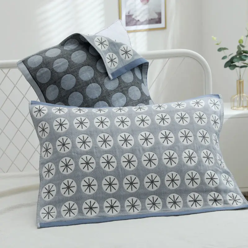 

1 Pair Cotton Pillow Towel European Style Decorative Pillowcase Breathable Soft Bedding Couple Washable Non-slip Pillows Cover