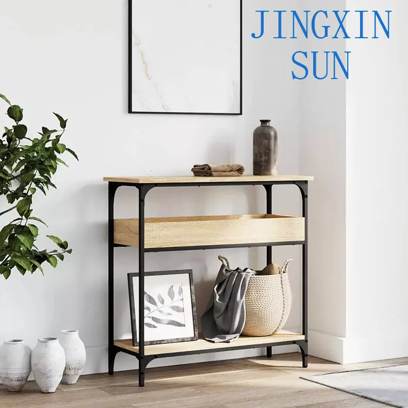Nordic long decorative rack, crack against the wall, floor-to-ceiling narrow entrance, custom wrought iron solid wood storage sh