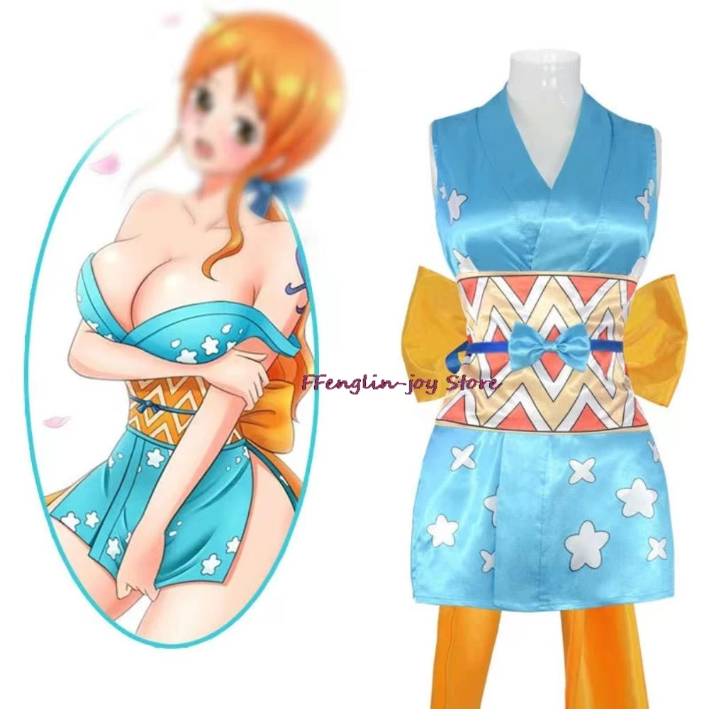 Anime Wano Country Nami Cosplay Kostüme Kimono Kleid Halloween Kostüme für Frauen Vestido Rolle Spielen Anzug Kleidung