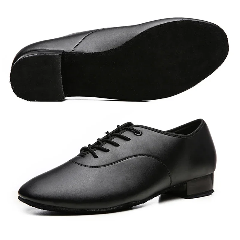 Men Dance Shoes Latin Ballroom Dance Shoes Low Heel Modern Indoor Men Tango Waltz Salsa Danicng Pu Leather Shoes Black White