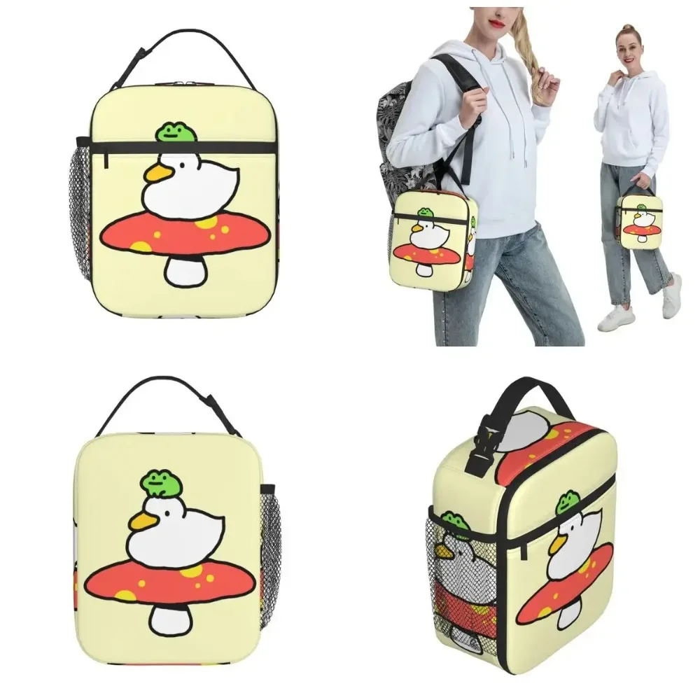 Kawaii Eend En Kikker Geïsoleerde Lunchtas Leuke Paddestoel Lunchcontainer Draagbare Thermische Koeler Bento Box Werk