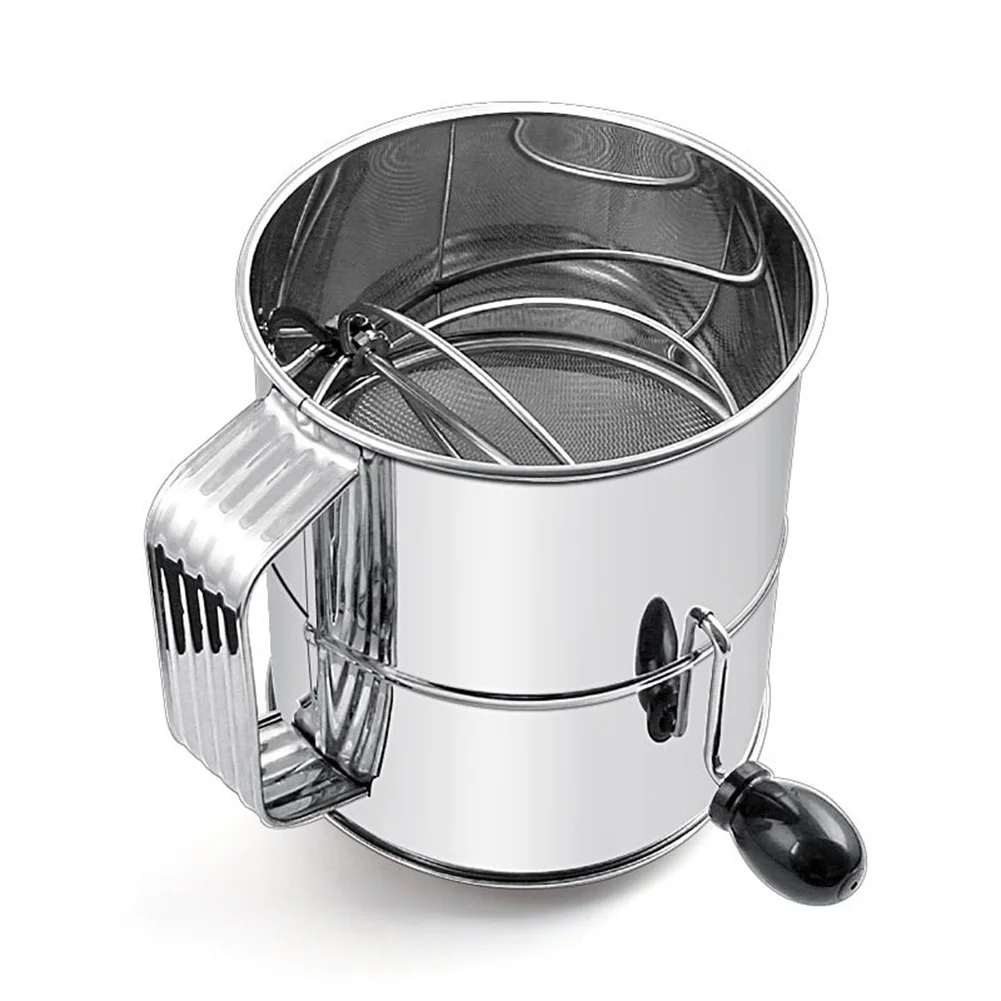 

Clumps Break Up Stainless Steel Flour Strainer Stainless Steel Flour Strainer Rotating Mixing Ring Capacity Features