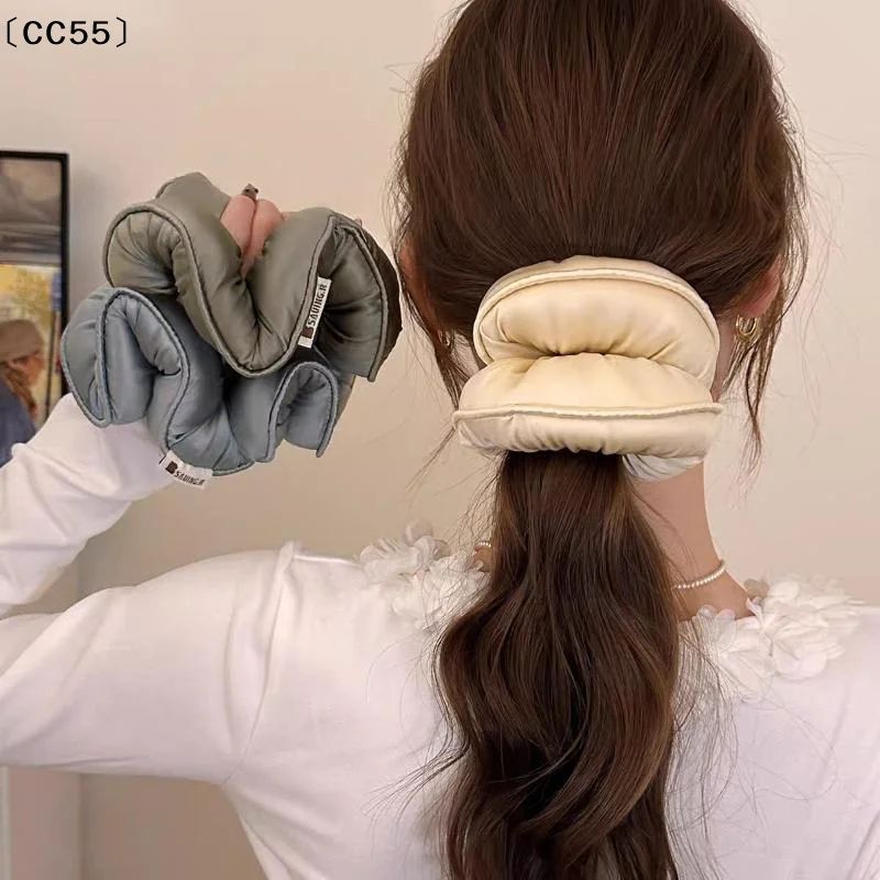 

Мягкие атласные резинки для волос с наполнителем из хлопка для сна, эластичные, для женщин и девочек, большие, однотонные [CC55]