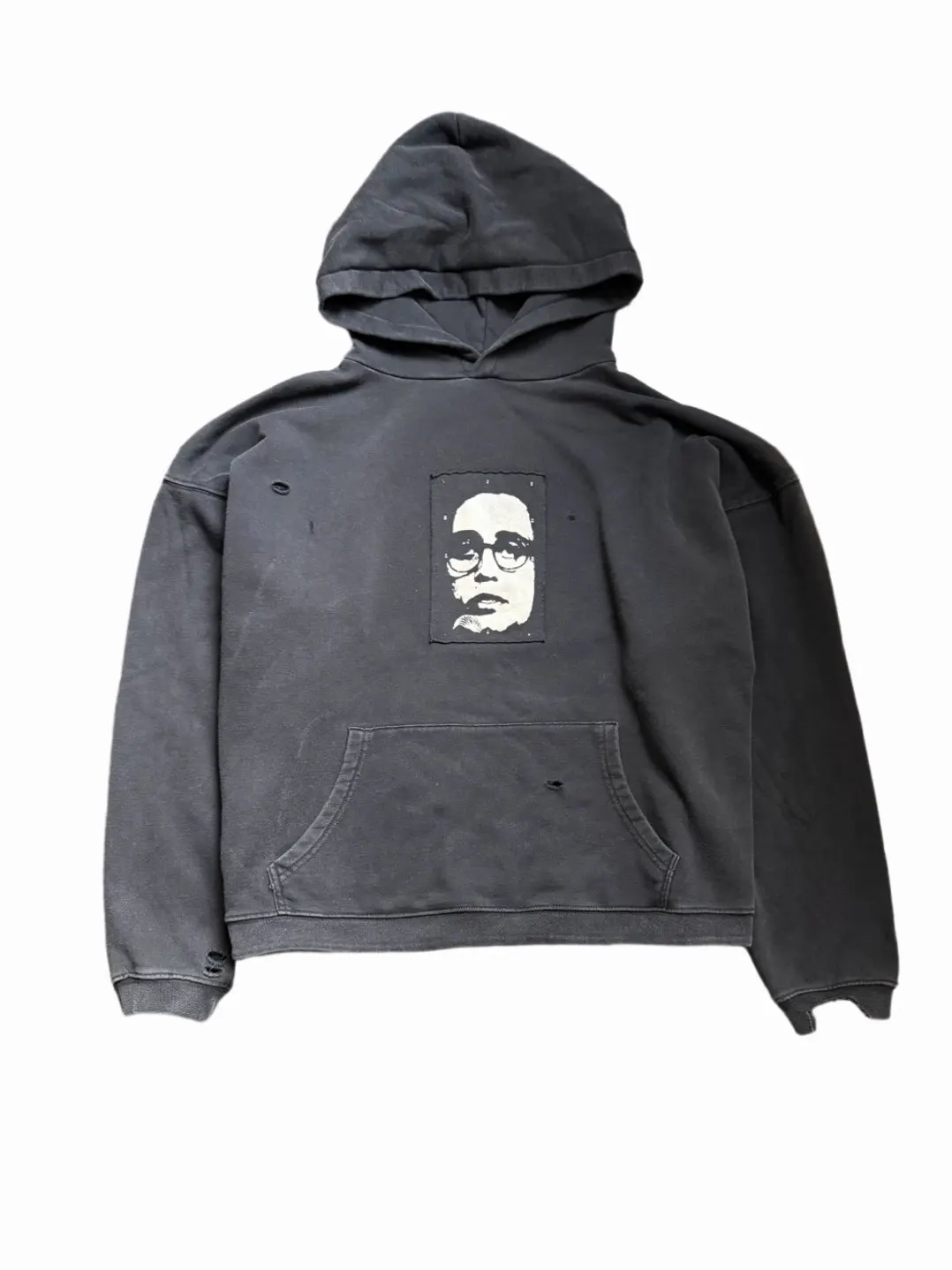 ER/D Portrait Patch Washing Water Old Frayed Hooded Sweater Hoodie 26ss
