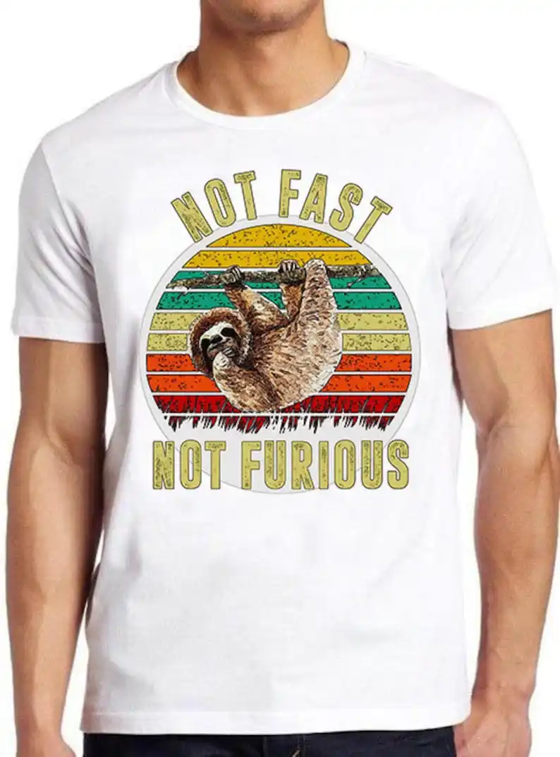 

Not Fast Not Furious Sloth Funny Slogan Animal Headphones Birthday Gift Tee T Shirt 486