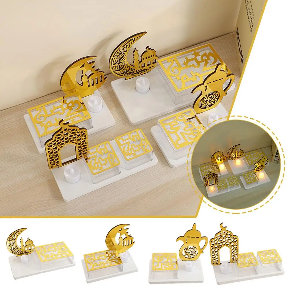 Ramadan Eid Table Decorations Candlestick Food Holder Plates Electronic Table Party Decoration Decoration With Eid Candle V4m9